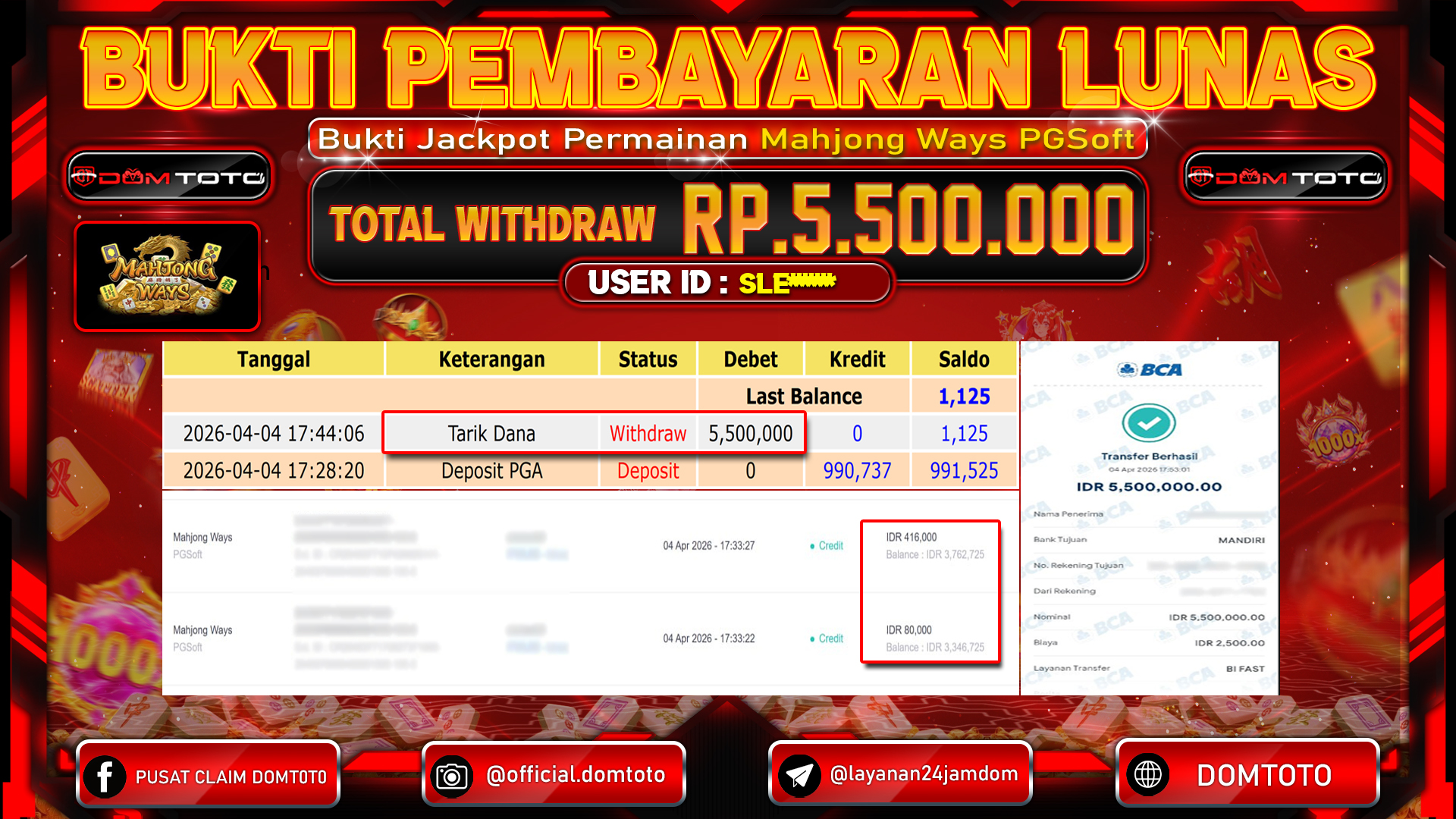 JACKPOT SLOT Mahjong Ways PGSoft 04 APRIL 2026